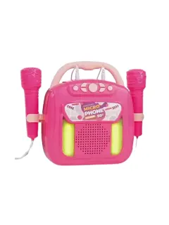 MAQUINA DE KARAOKE RECARGABLE 2 MICRÓFONO ROSA
